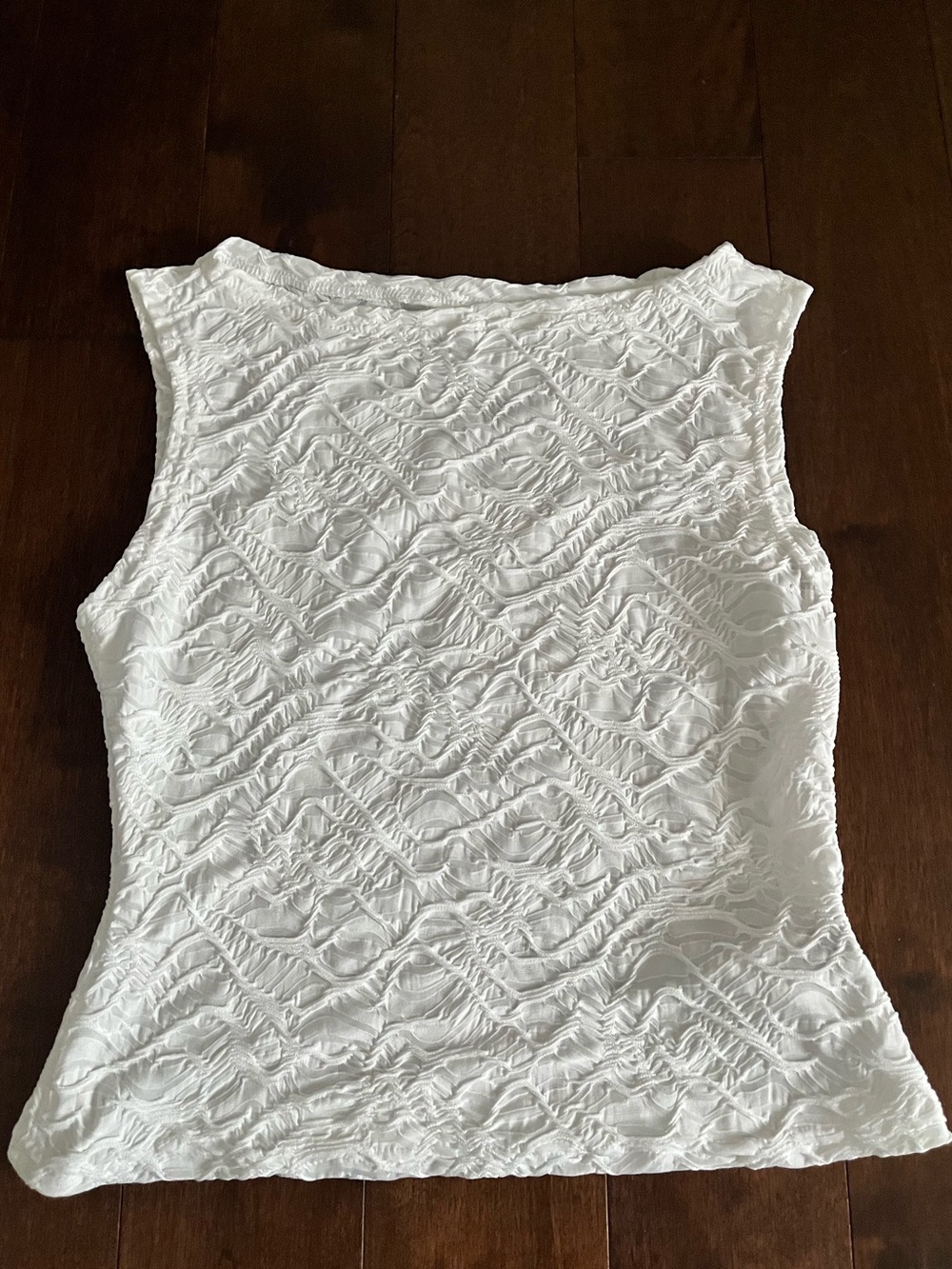 White Textured Sleeveless Women's Top